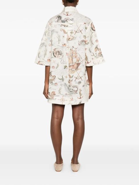 ZIMMERMANN buttoned graphic mini dress - Neutrals