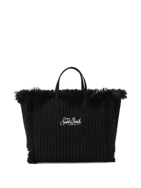 MC2 Saint Barth fringed embroidered-logo tote bag - Black