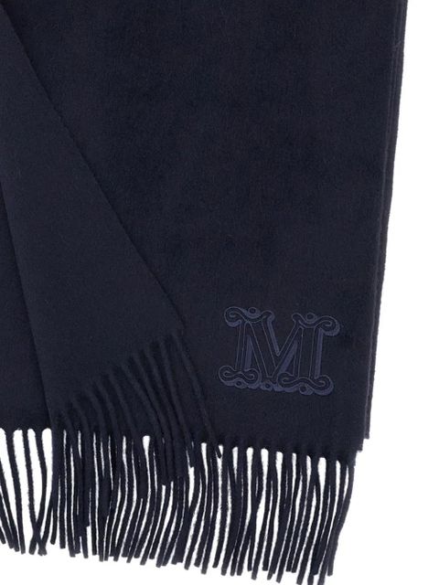 Max Mara monogram-embroidered fringed scarf - Blue - zdjęcie produktu nr 2