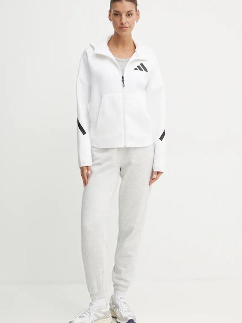 adidas bluza Z.N.E. damska kolor biały z kapturem z nadrukiem JE7849 - zdjęcie produktu nr 2