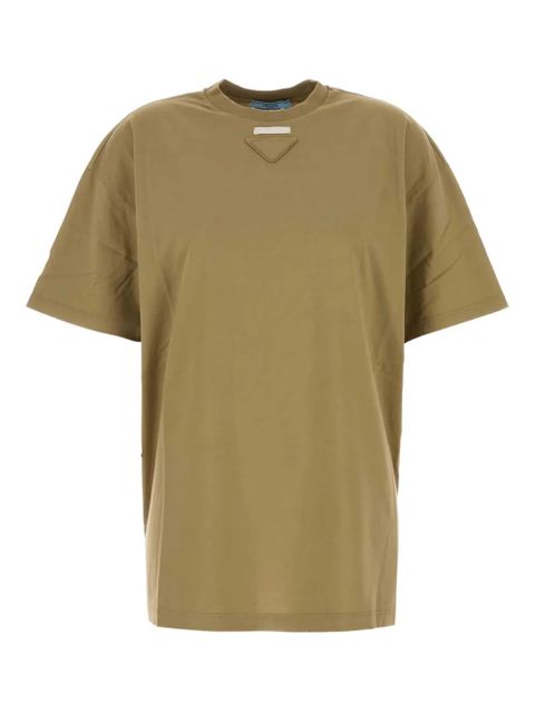 Prada triangle-plaque cotton T-shirt - Green - zdjęcie produktu nr 1