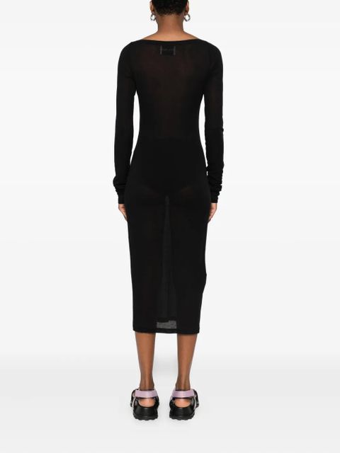 Miu Miu logo-patch midi dress - Black