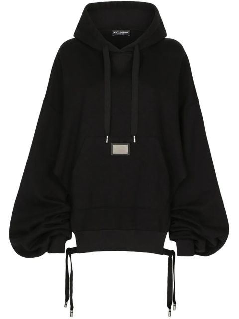 Dolce & Gabbana logo-plaque oversized jersey hoodie - Black