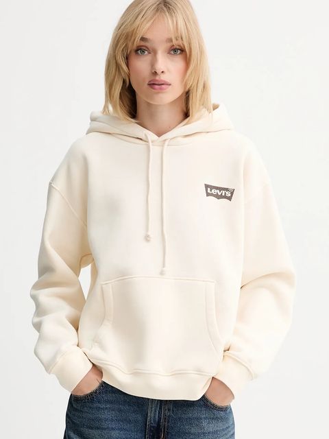 Levi's bluza damska kolor beżowy z kapturem z nadrukiem 004ND - zdjęcie produktu nr 1