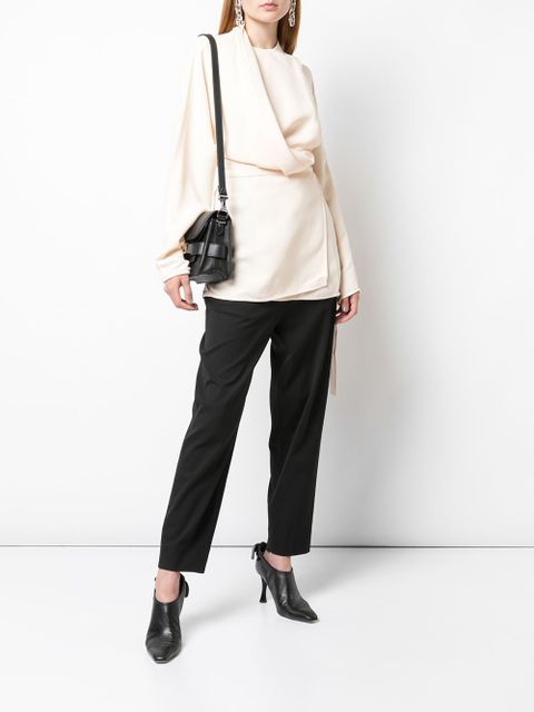 Proenza Schouler crepe long sleeve wrap top - Orange