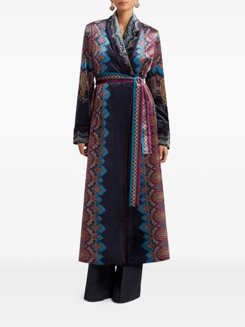 ETRO paisley-print velvet robe - Blue