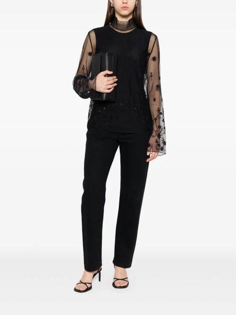 TOTEME floral-embroidered shirt - Black