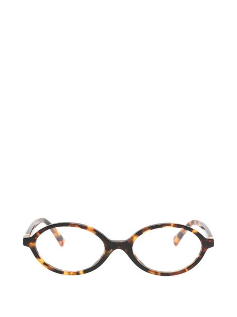 Miu Miu Eyewear tortoiseshell-effect oval-frame glasses - Brown - zdjęcie produktu nr 1