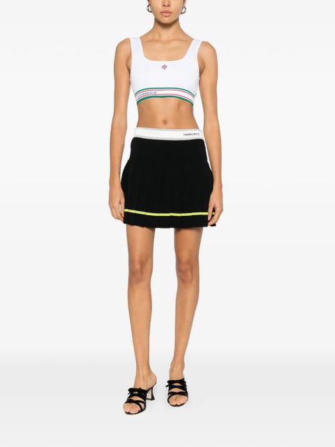 Casablanca square-neck striped top - White