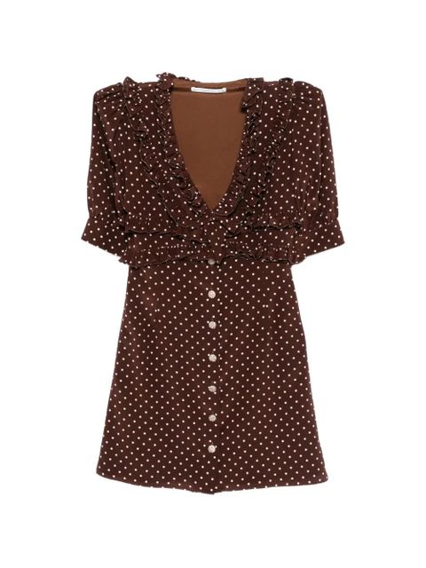 Alessandra Rich ruffled polka-dot mini dress - Brown