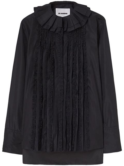 Jil Sander ruff-collar long-sleeve blouse - Black - zdjęcie produktu nr 1
