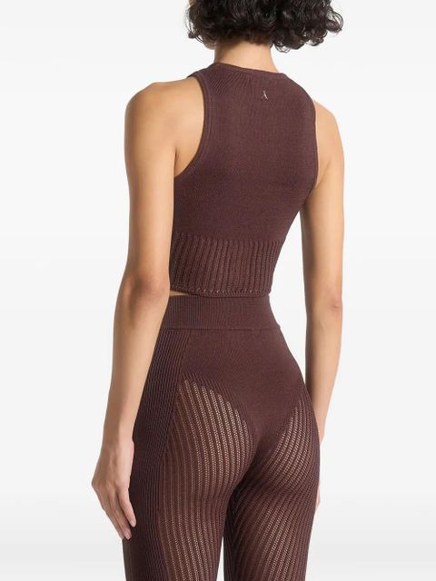 Manière De Voir knitted racer crop top - Brown