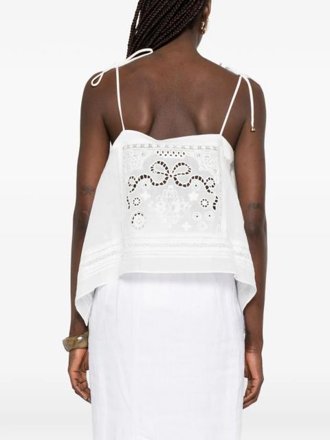 Self-Portrait lace tie-strap top - White