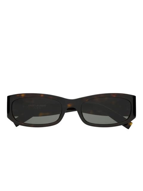 Saint Laurent Eyewear logo-plaque rectangle sunglasses - Brown - zdjęcie produktu nr 1