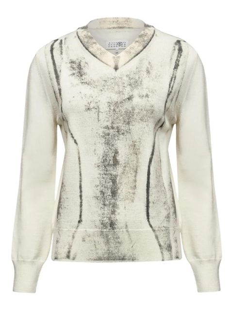 MM6 Maison Margiela abstract-print sweater - White - zdjęcie produktu nr 1