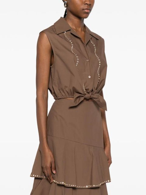 SANDRO tie-detail shirt - Brown