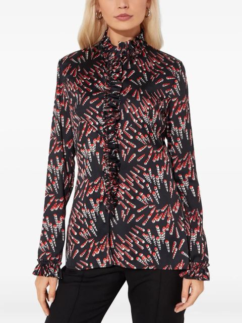 Rabanne ruffled patterned blouse - Black - zdjęcie produktu nr 1