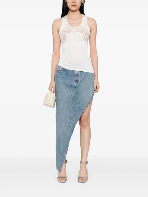 Christopher Esber encased lace ribbed tank top - White - zdjęcie produktu nr 2