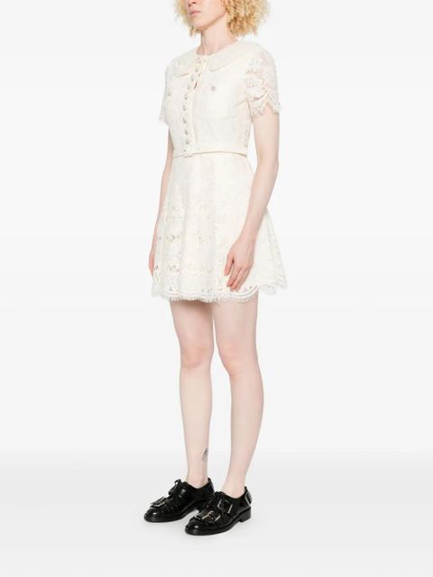 Self-Portrait lace embellished collar dress - Neutrals - zdjęcie produktu nr 2