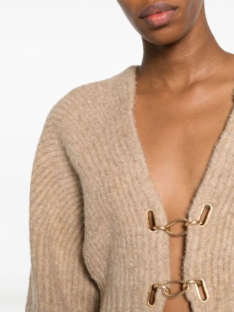 Cult Gaia Casella ribbed-knit cropped cardigan - Neutrals