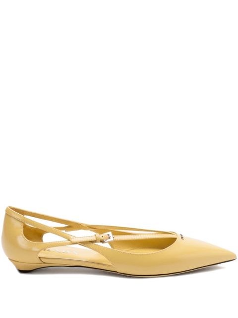 Prada brushed-leather cut-out ballerina shoes - Yellow - zdjęcie produktu nr 1