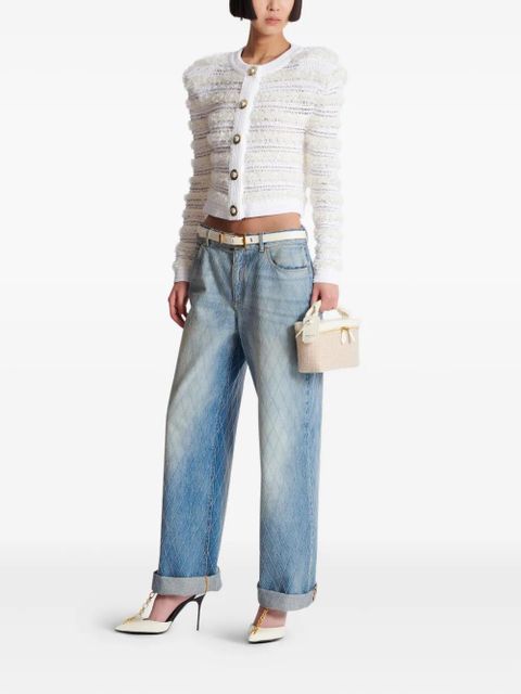 Balmain diamond-stitched jeans - Blue