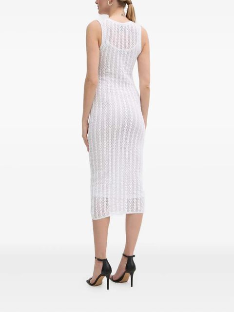 PINKO openwork sleeveless midi dress - White
