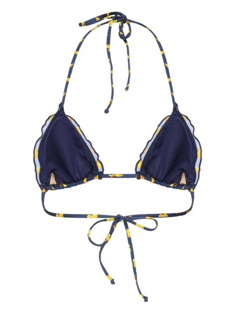MC2 Saint Barth Sagittarius rubber-ducky ruffled bikini top - Blue