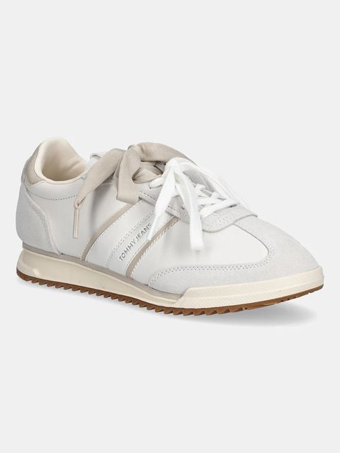 Tommy Hilfiger sneakersy skórzane TJW LOW PROFILE RUNNER LTHR MIX damskie kolor beżowy EN0EN03001 - zdjęcie produktu nr 1