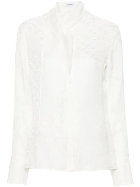 Ferragamo monogram-jacquard silk shirt - White - zdjęcie produktu nr 1