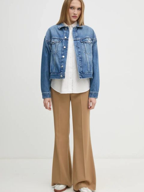 Calvin Klein Jeans kurtka jeansowa damska kolor niebieski przejściowa oversize J20J224546