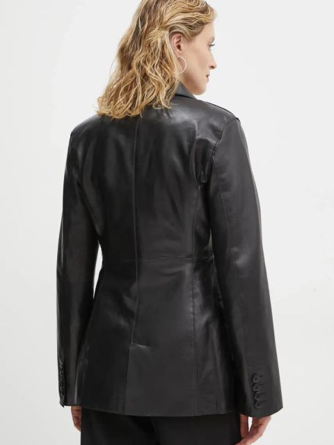 Stand Studio marynarka skórzana Mina kolor czarny jednorzędowa gładka 66391-7850