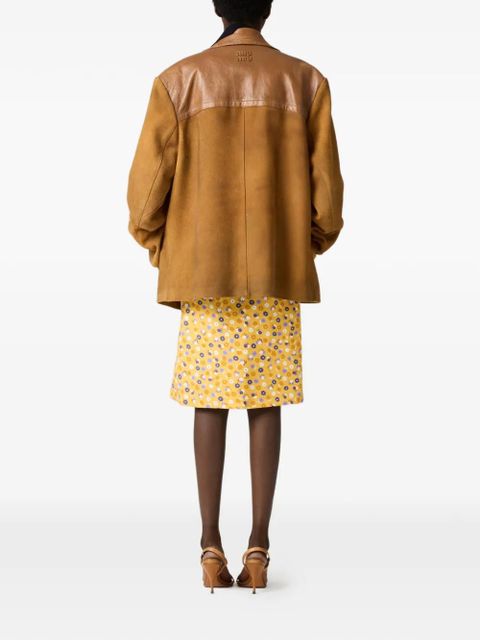 Miu Miu flower-print buttoned poplin midi dress - Yellow