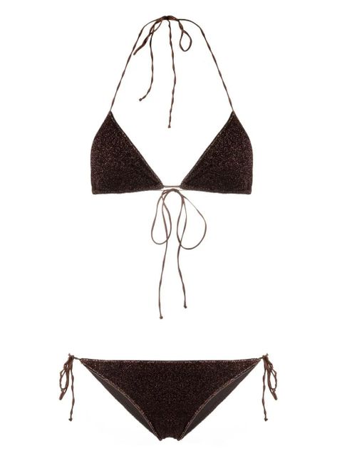 Oséree metallic-thread halterneck bikini - Brown - zdjęcie produktu nr 1