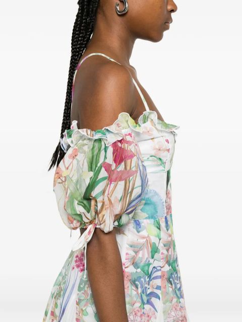 Charo Ruiz Ibiza floral ruffled mini dress - White