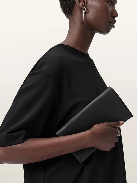 AllSaints portfel skórzany HARLUNA damski kolor czarny W208XD