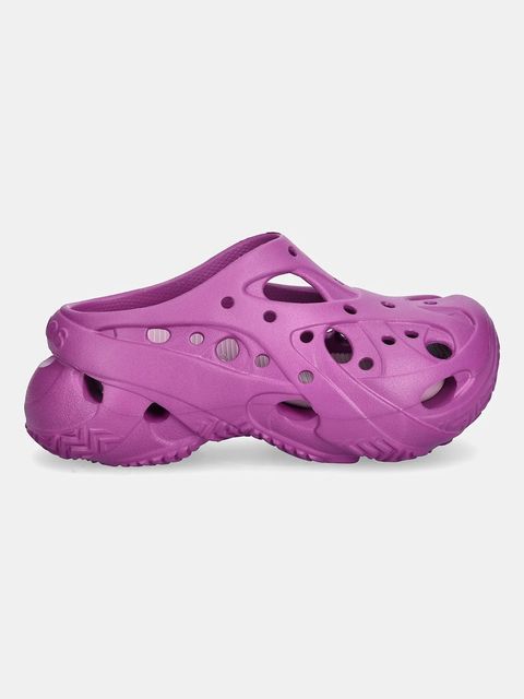 Crocs klapki Caged W Clog damskie kolor fioletowy na platformie 211141