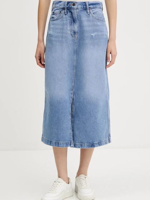 Tommy Jeans spódnica jeansowa kolor niebieski midi prosta DW0DW21292 - zdjęcie produktu nr 1