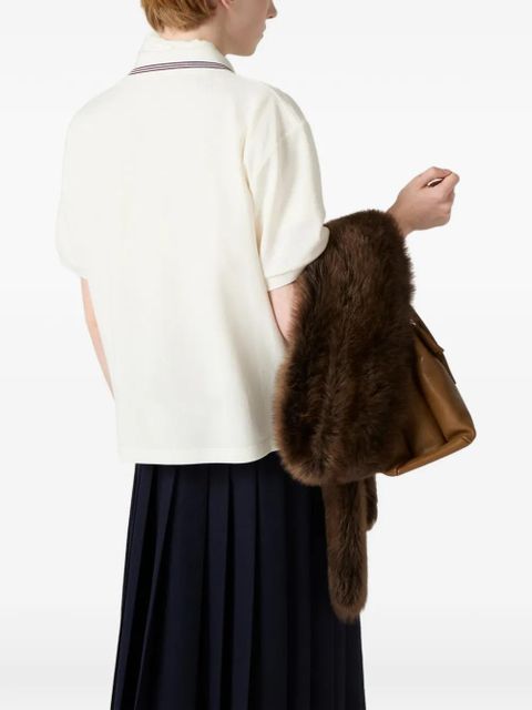 Miu Miu ribbed trim zippered polo shirt - White - zdjęcie produktu nr 2