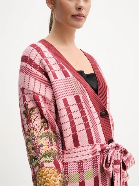 Barbour kardigan bawełniany x Farm Rio damski kolor różowy LKN1717