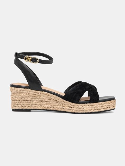 Tommy Hilfiger sandały skórzane LEATHER & SUEDE MID WEDGE ESPAD - zdjęcie produktu nr 2