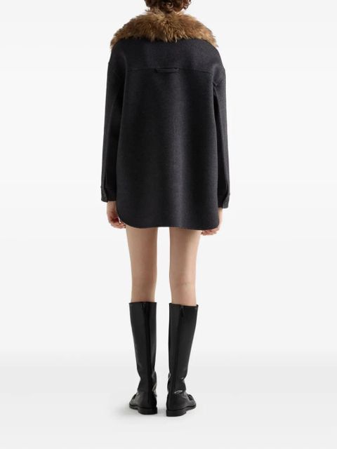 Prada contrast-collar buttoned coat - Black
