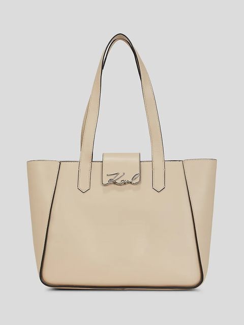 Karl Lagerfeld torebka skórzana K/SIGNATURE kolor beżowy A3W30133 - zdjęcie produktu nr 1