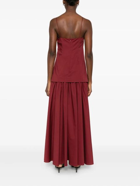 STAUD pleated spaghetti-strap maxi dress - Red