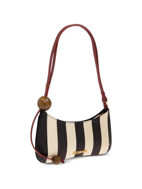 Jacquemus The Bisou Perle striped shoulder bag - Black