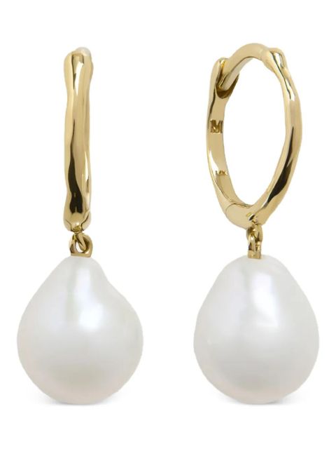 Monica Vinader 14K yellow gold small baroque pearl huggie earrings