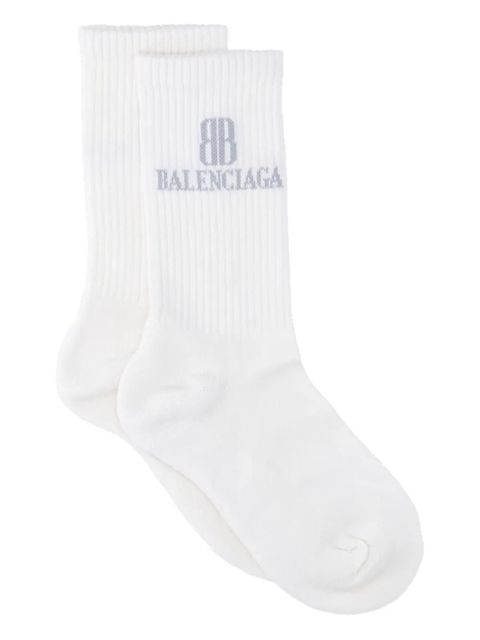 Balenciaga logo-embroidered ribbed socks - White - zdjęcie produktu nr 1