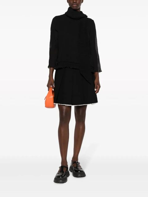 GANNI detachable-scarf plissé-effect blouse - Black