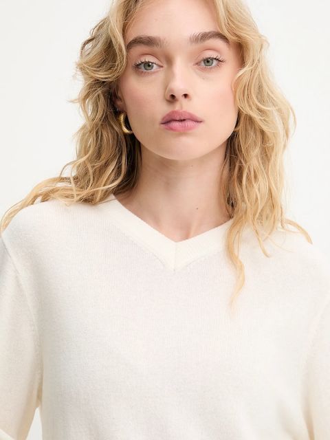 Answear.LAB sweter z wełny merino damski kolor beżowy lekki