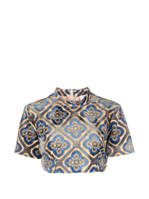 ETRO cropped patterned top - Blue - zdjęcie produktu nr 1